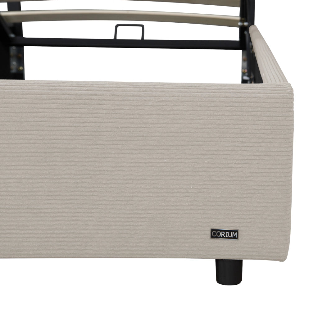 Letto Contenitore Juva Apertura a Ribalta Letto Singolo con Materasso 90x200 cm Velluto a Coste Beige Corium
