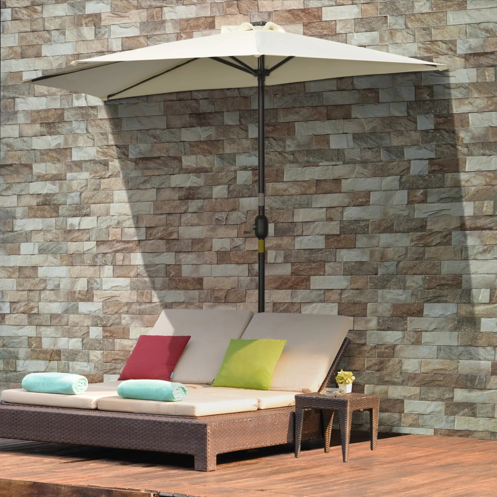 Ombrellone da giardino semicircolare con pannello solare e LED ¨C zephmum ¨C beige 270x135x240 cm