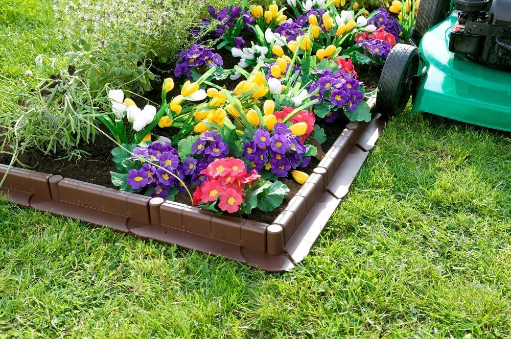 La bordatura di decorazione in plastica per il prato, MARRONE ? 5 m di lunghezza x 6 cm