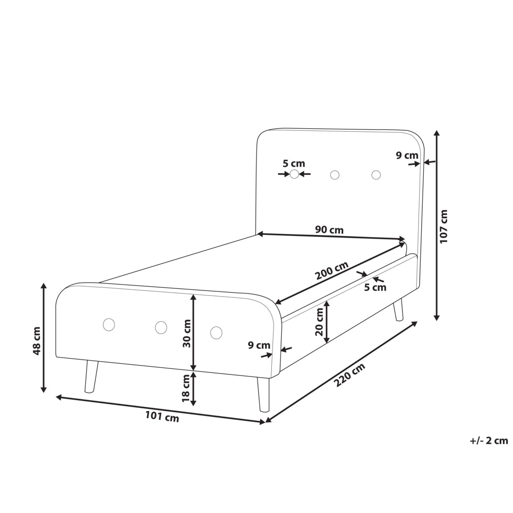 Letto a doghe Gambe in legno imbottite in tessuto poliestere beige 90 x 200 Taglia unica Design moderno