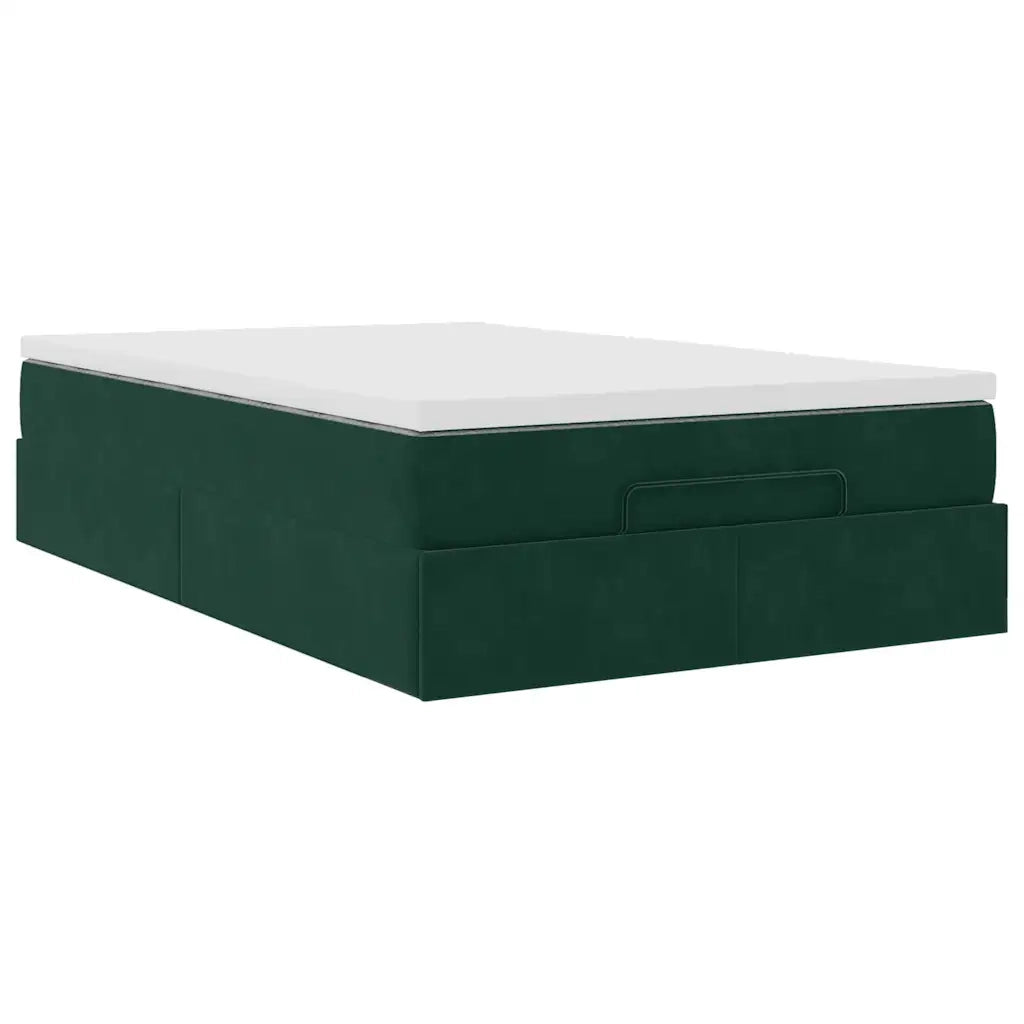 Pouf Letto con Materasso Verde Scuro 120x190 cm Velluto