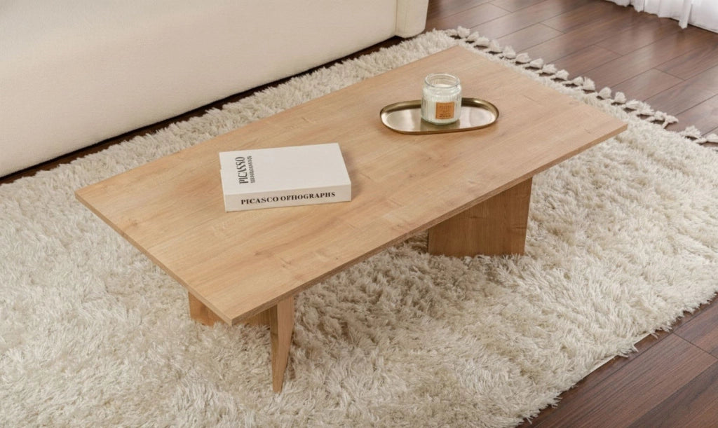 Turate, Tavolino da Salotto Forma Rettangolare, 119x60x40h cm Marrone Rovere