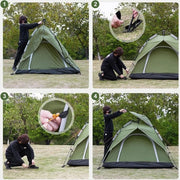 Tende da campeggio pop-up 2 in 1 per 2-4 persone, coperture a doppia parete impermeabili e UV protettive per famiglie, escursioni, esterni, festival