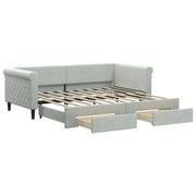 Divano letto | Sof¨¤ letto | Letto singolo Estraibile Cassetti Grigio Chiaro 90x190cm Velluto