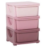 Cassettiera in Plastica Colorata per Cameretta con 3 Cassetti, Arredamento Casa e Asilo 37x37x56.5cm Rosa