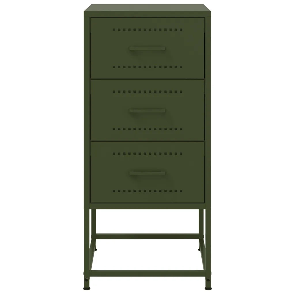 Comodino Verde Oliva 36x39x78 cm in Acciaio
