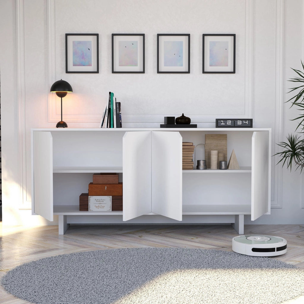 Credenza in legno "Doruk" - 180 x 40 x 81 cm - Bianco