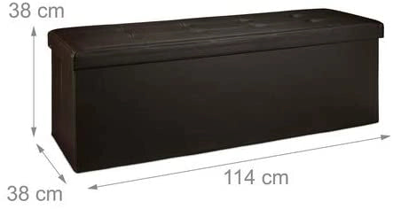 Sgabello pieghevole in materiale sintetico pouf contenitore pieghevole 114 cm marrone 13_0002807