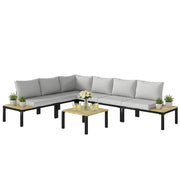 Divano da Esterno Modulare 6 Pezzi con Tavolino e Ripiani Laterali Grigio ¨C Minimal ¨C 6 Pezzi Grigio