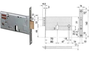 ELETTROSERRATURA DA INFILARE PER FASCE MM.77 H 1445  mm.80 (14450800) frontale mm.16    CISA