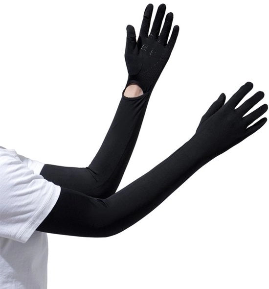 Manopole lunghe senza dita per donne - manopole antiscivolo con protezione solare - manopole per touchscreen con maniche fresche - adatte per pescare, guidare, andare in bicicletta e attività all'aperto estive