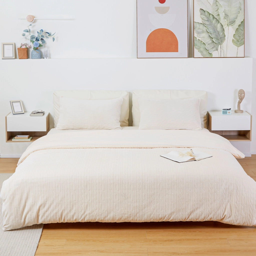 Tavolini da notte ¨C zephmum ¨C 2 pezzi, effetto rovere bianco, con cassetto e ripiano