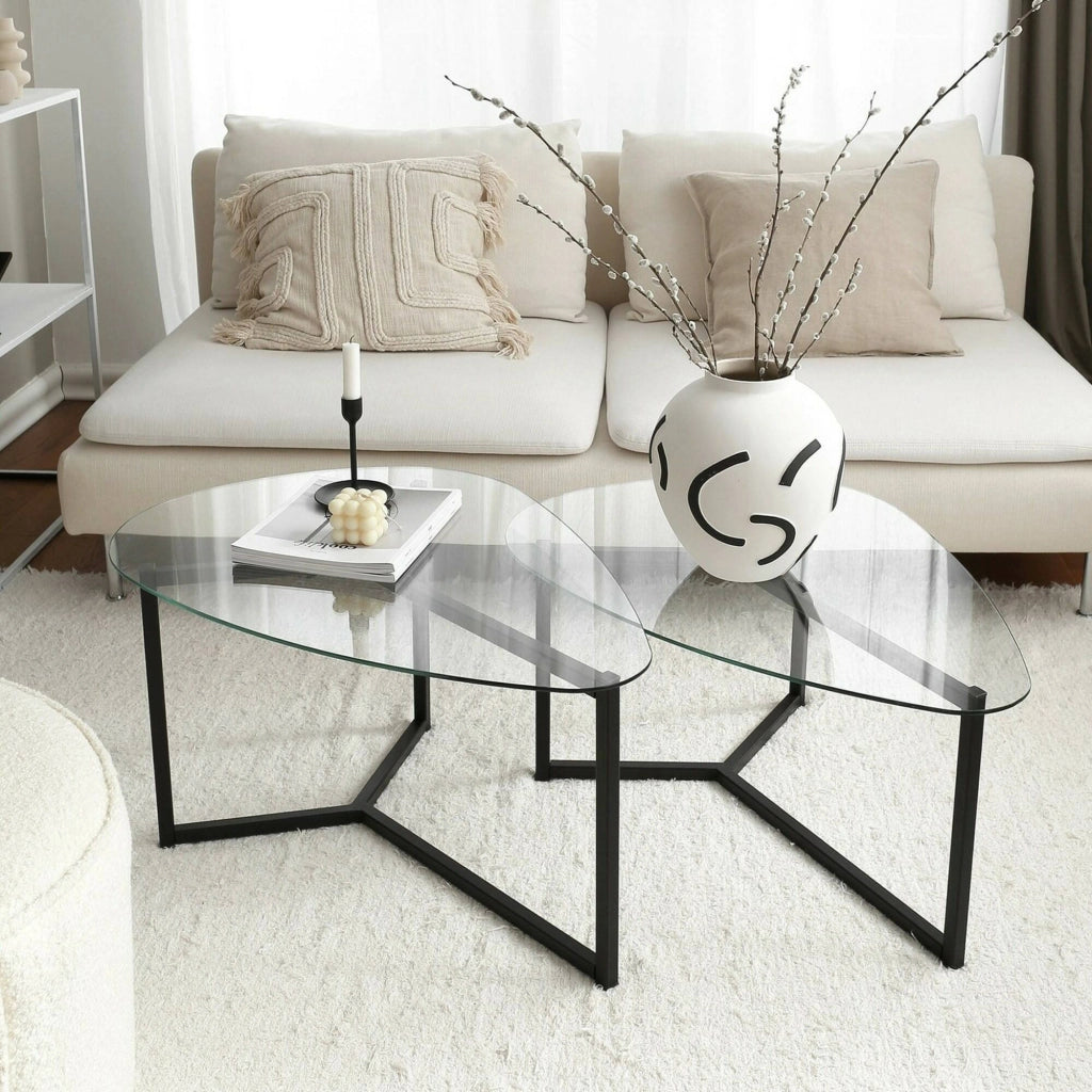 Flora, Tavolino da Salotto Modulare Multifunzionale, 82x58x40h cm Nero