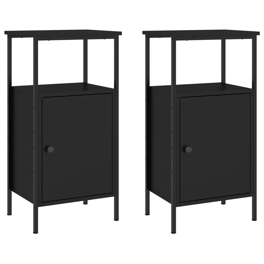 Comodini 2 pz Neri 41x31x80 cm in Legno Multistrato 825924