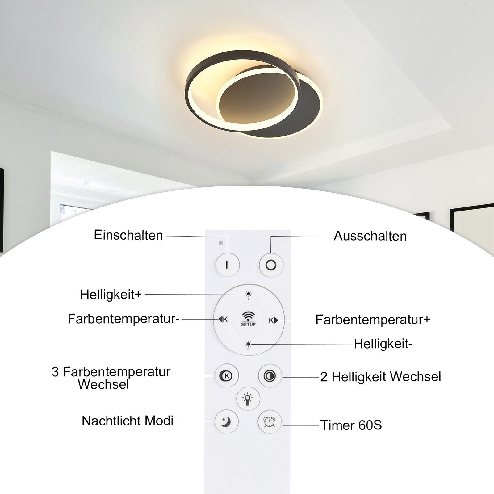ZMH Lampada da soffitto a LED dimmerabile con telecomando per corridoio