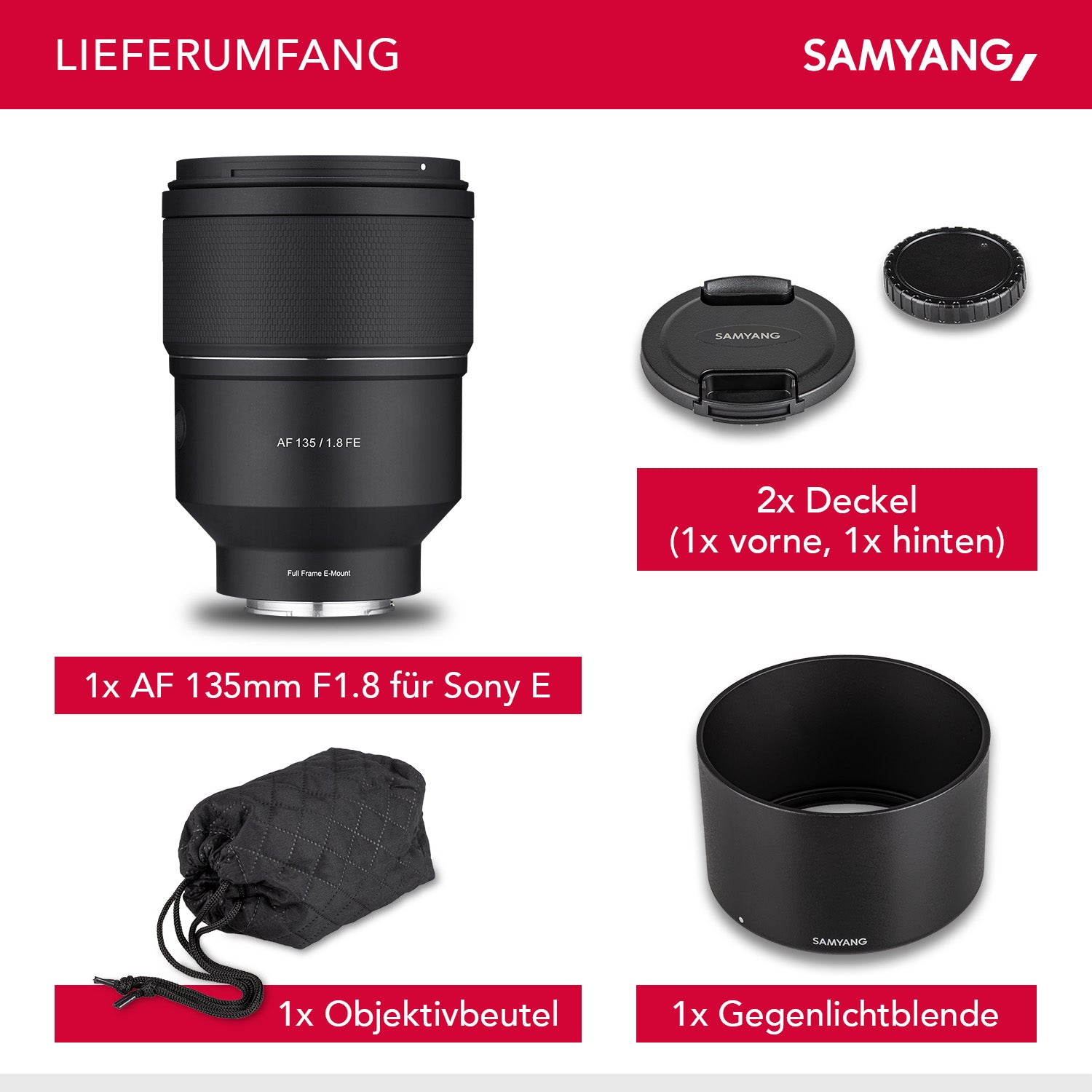 Teleobiettivo AF 135mm F1.8 FE compatibile con Sony E Autofocus pieno formato e APS-C Focale fissa veloce, alloggiamento in alluminio contro intemperie Per A9 A7 A1 Alpha 6000 A7C II A7C R