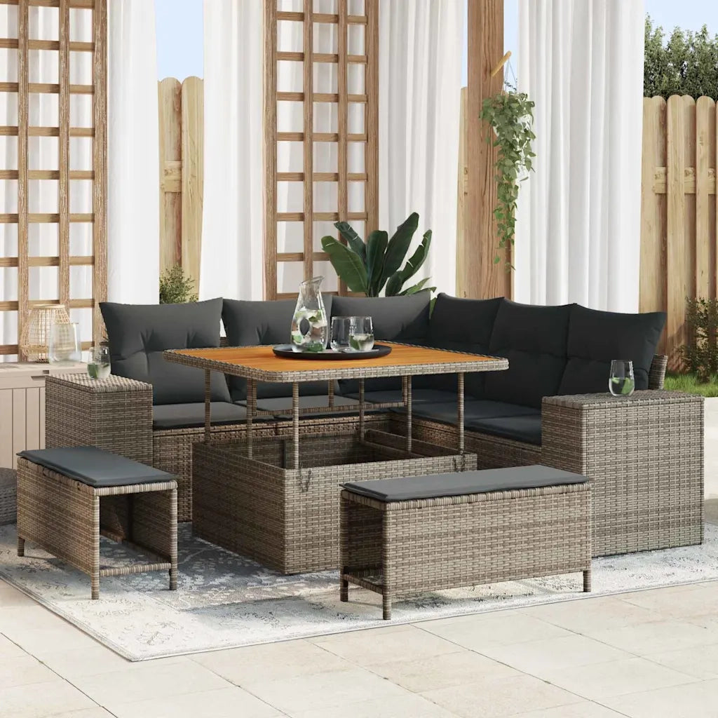 Set Divano da Giardino con cuscino con cuscino 8 pcs Grigio