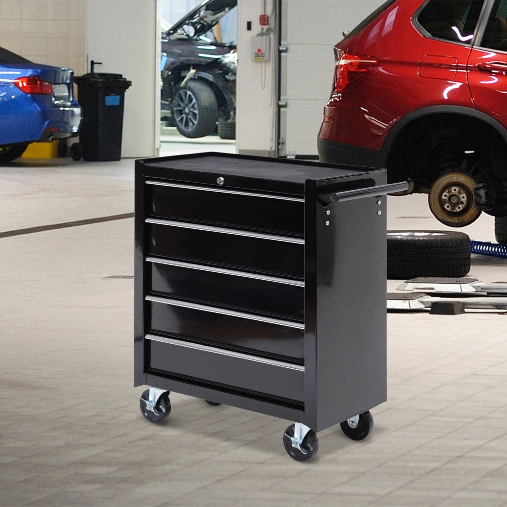 Cassettiera mobile con 5 cassetti ¨C zephmum ¨C nero, acciaio, 60x40x138