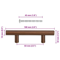 Maniglie per Mobili 10pz Bronzo 64mm in Acciaio Inox 155372