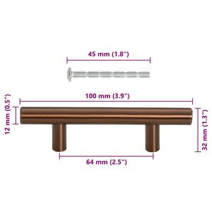 Maniglie per Mobili 10pz Bronzo 64mm in Acciaio Inox 155372