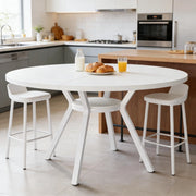 Tavolo da pranzo rotondo bianco Ø119,4 cm in legno e metallo per 4-6 persone