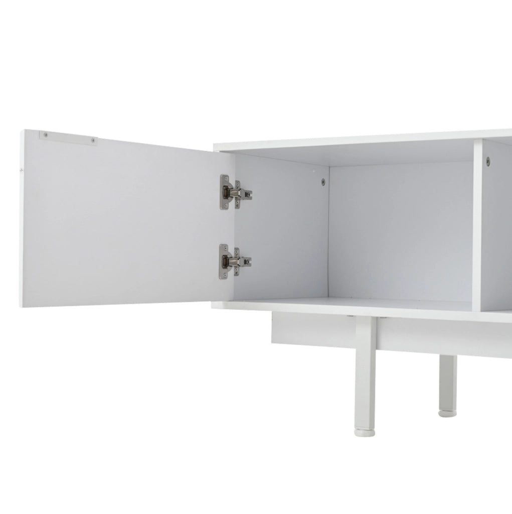 Mobile TV moderno bianco con 2 ante e 2 cassetti, 200 x 40 x 50,5 cm