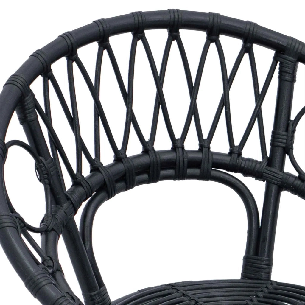 Sedia da pranzo 2 pcs Rattan e Ferro Nero 54 x 65 x 82 cm