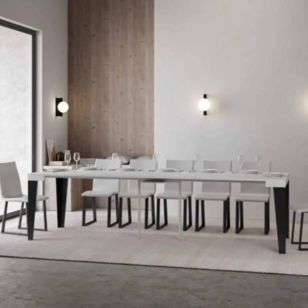Consolle allungabile 90x40/300 cm Flame bianco frassino gambe antracite