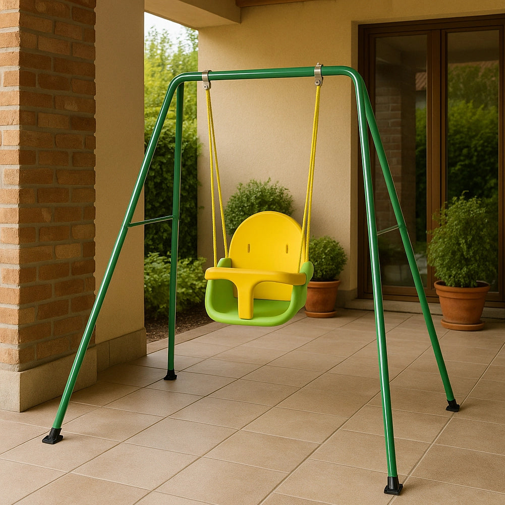 Altalena Baby per Bambini da Esterno Giardino Dondolo con Sediolone in Metallo