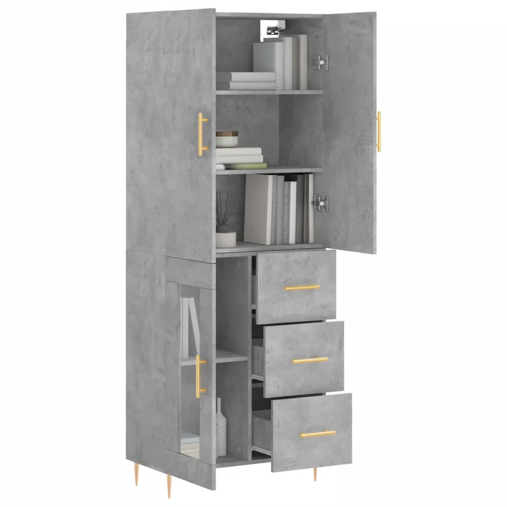 Credenza-Buffet-Armadio da cucina Grigio Cemento 69,5x34x180 cm in Legno Multistrato 917480