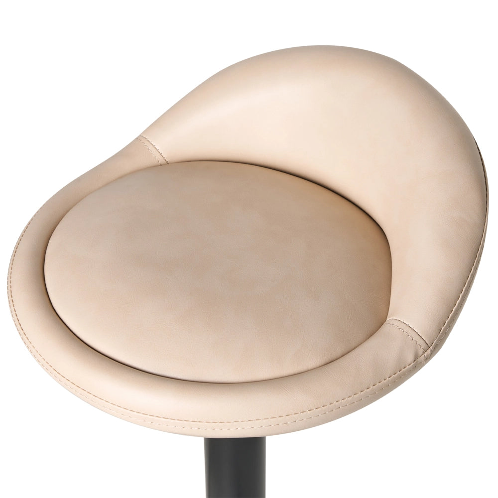 Set di 2 sedie da bar Beige chiaro rivestito in ecopelle Poggiapiedi nero girevole regolabile in altezza Moderno
