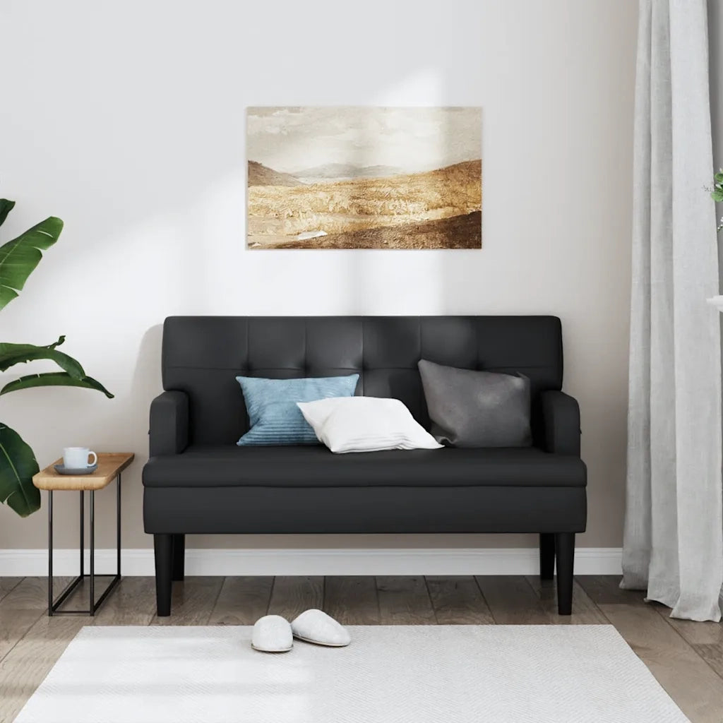 Panca con schienale nera 112x65,5x75 cm in similpelle 372153
