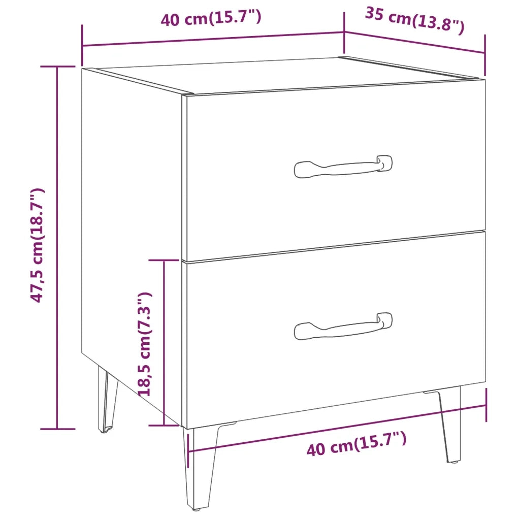Comodino Bianco 40x35x47,5 cm cod mxl 31056
