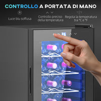 Cantinetta Vino Refrigerata per 15 Bottiglie Capacità 44L con Controllo Temperatura Nero