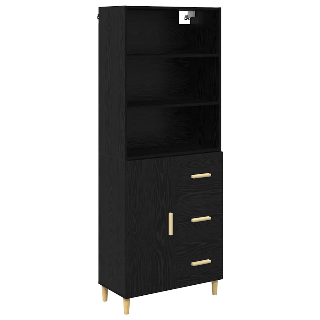 Credenza Rovere Nero 69,5 x 32,5 x 180 cm Legno multistrato