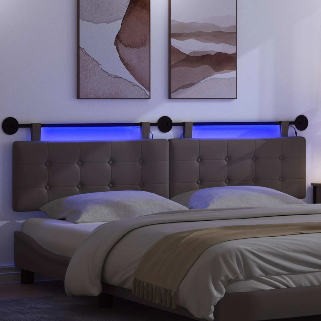 Testiera | Testata sospesa Con luce LED Grigio Similpelle