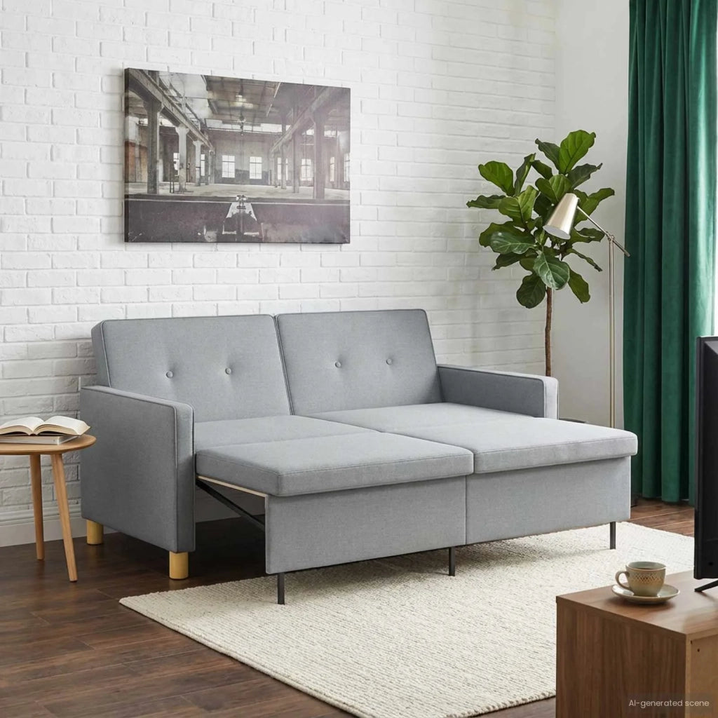 Divano letto | Sof¨¤ letto | Letto singolo Estraibile Verde chiaro Tessuto