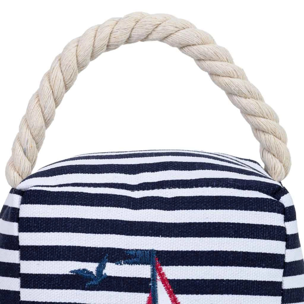 Fermaporta in cotone con barca blu, 14.5x10x5h cm