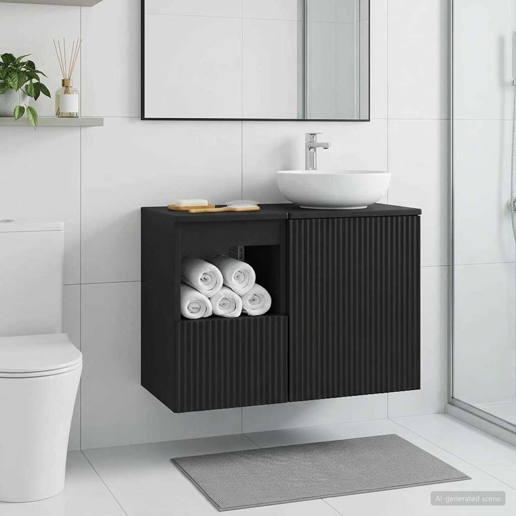 Mobile da Bagno Nero 30 x 41 x 50 cm Legno ingegnerizzato 890493