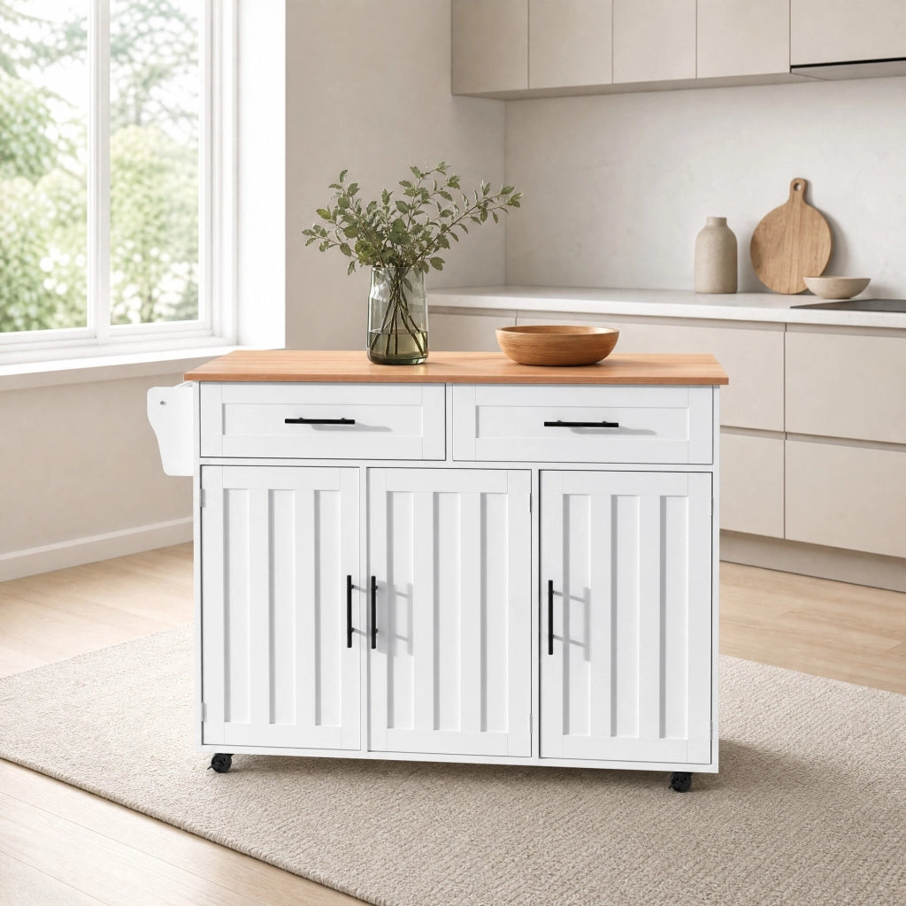 Carrello cucina multifunzionale con piano pieghevole, 129x71x91,5 cm, bianco
