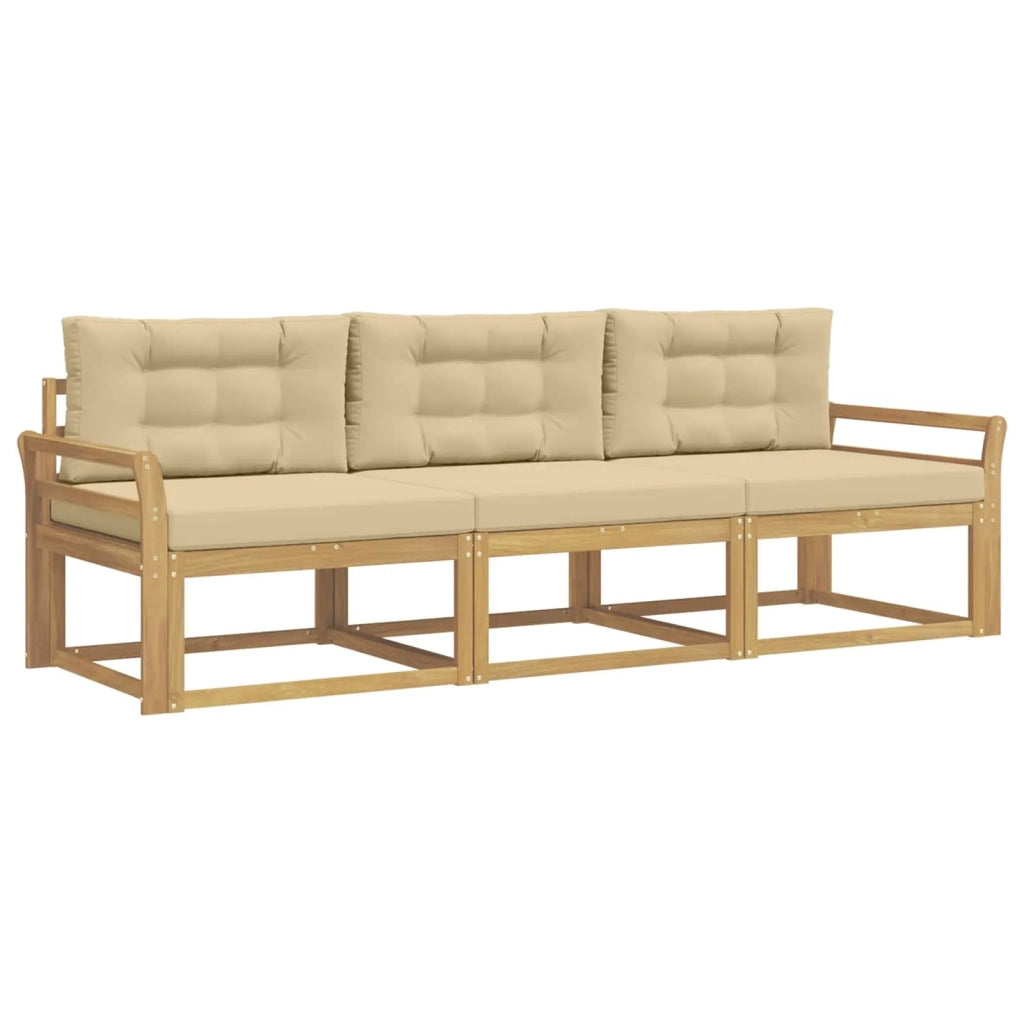 Set di divani da esterno 3 pz Bianco e Beige Poliestere 3385992