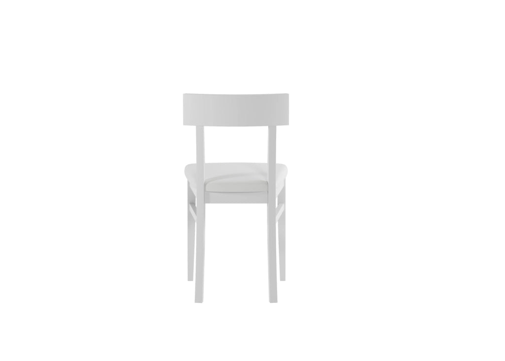 Sedia da interno Monaco in legno di faggio laccato bianco con seduta imbottita in similpelle e schienale in legno - 2 pezzi per conf.