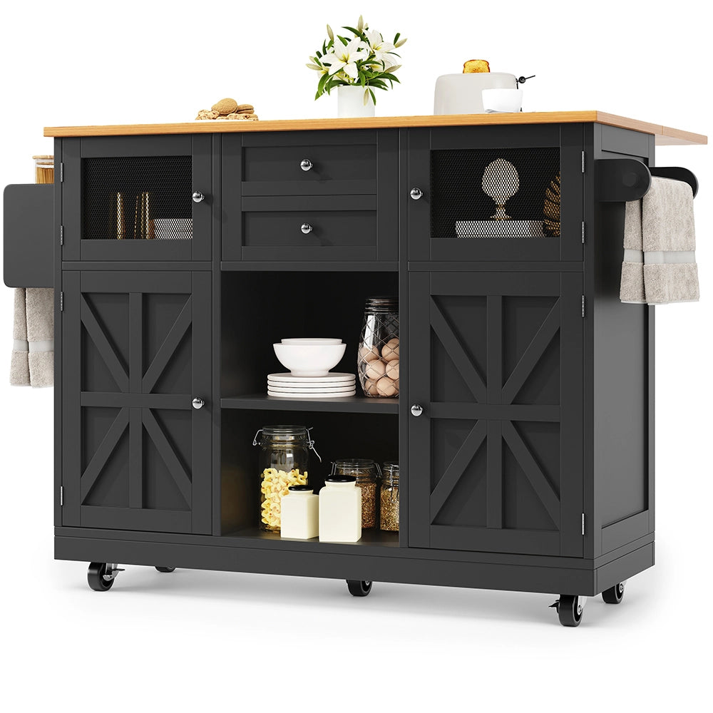 Isola cucina - Xylo - porte 3D scaffali regolabili nero