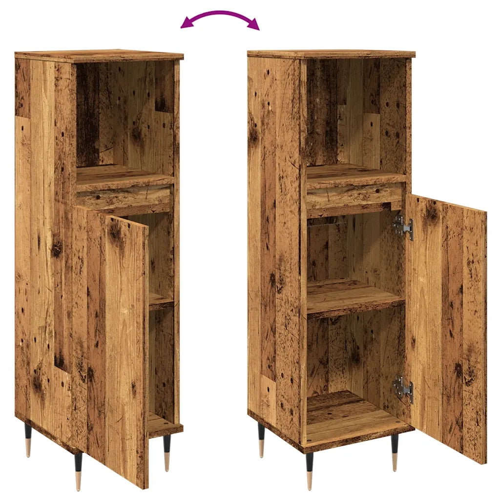 Armadietto da Bagno Legno Antico 30x30x100 cm in Truciolato 857205