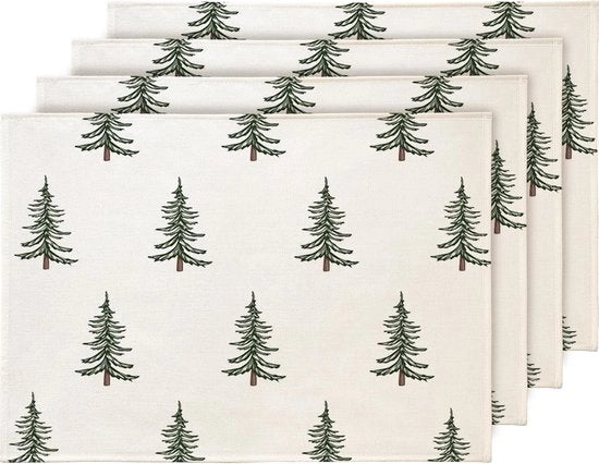 Set di 4 tappeti da tavola per Natale tappeti da tavola tappeti da tovagliato in plastica resistenti all'acqua tappeti da tavola per Natale verde per interni e esterni camera da pranzo decorazione di Natale 30x45cm
