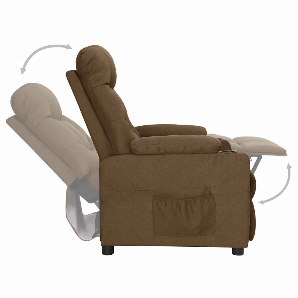 Divano Sedia-Poltrona Reclinabile in Tessuto Marrone 755391