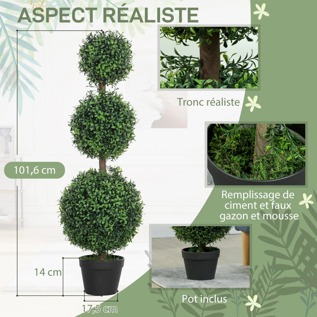 Albero Artificiale Topiaria Buxus ¨C zephmum ¨C Verde 101.6 cm con Vaso
