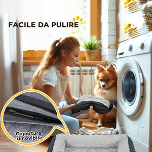 Cuccia Imbottita per Cani Taglia Media con Cuscino Rimovibile Lavabile 90x69x21cm Grigio Carbone