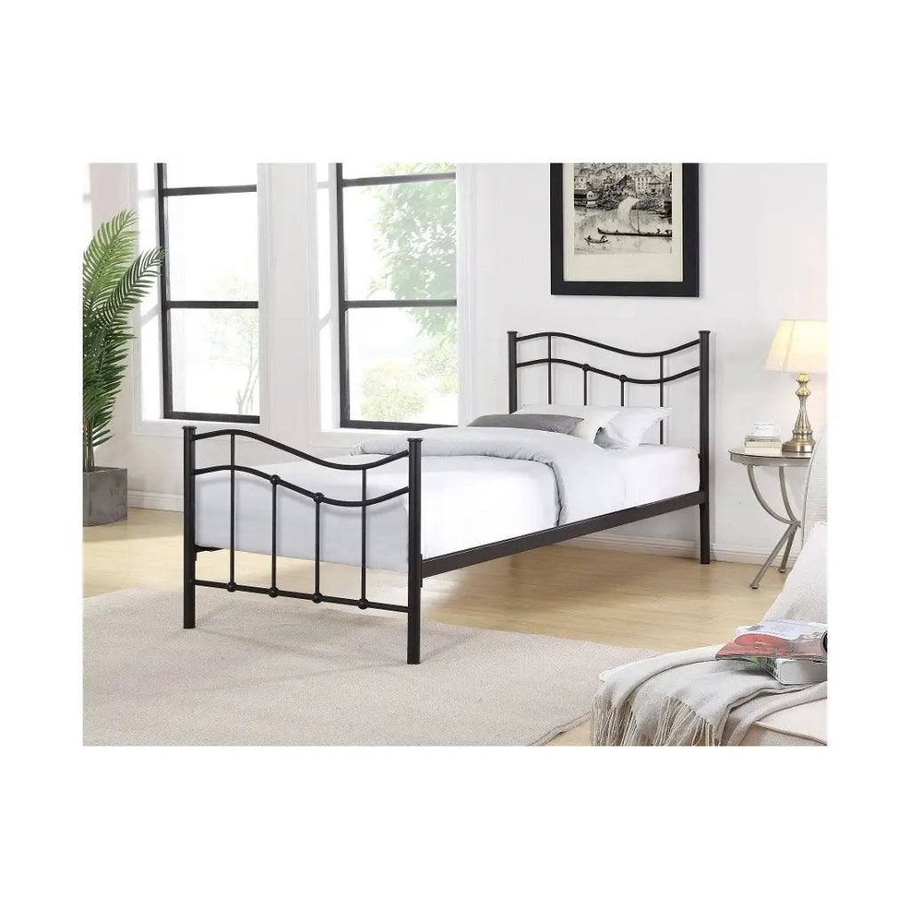 Letto ODETTE 90x200 cm in metallo colore nero con doghe.