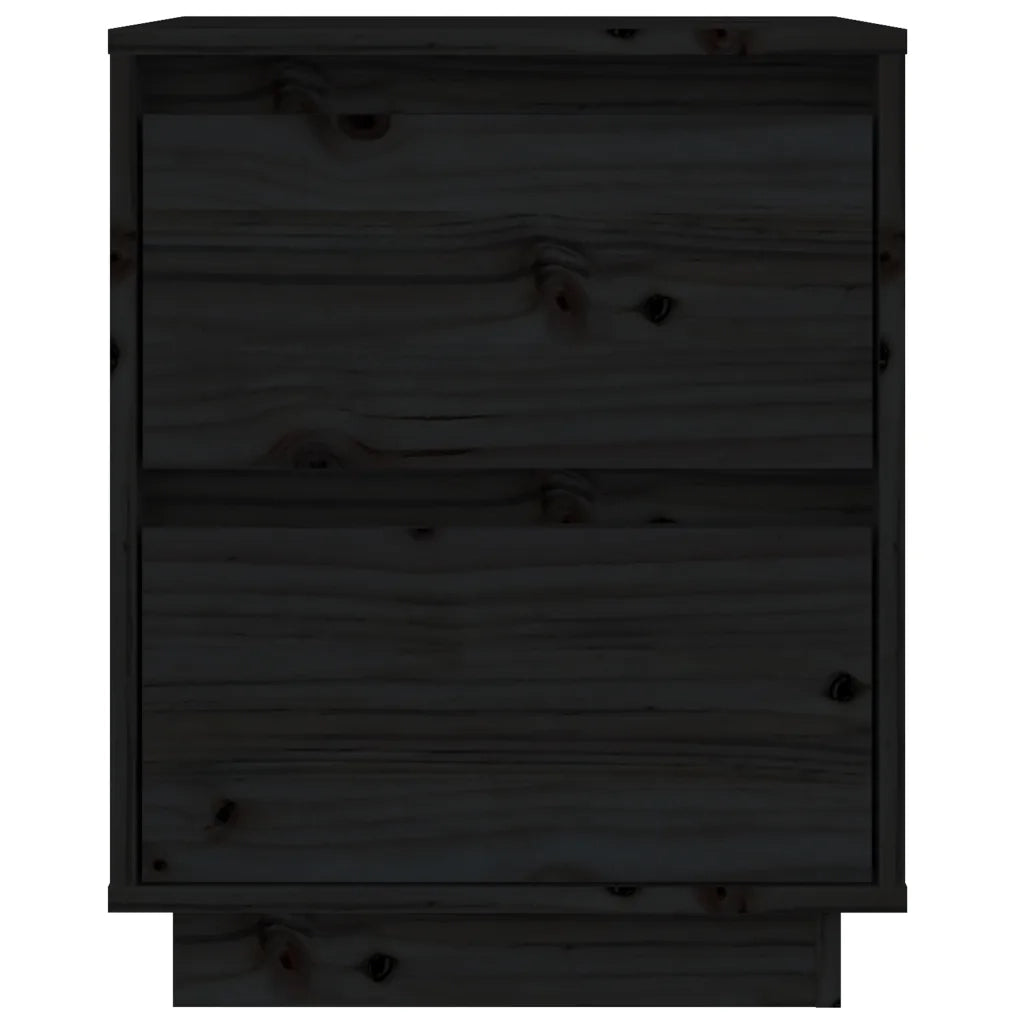 Comodini 2 pz Neri 40x35x50 cm in Legno Massello di Pino 813324